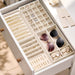 Velvet Jewelry Drawer Organizer Trays – 4-Layer Stackable Jewelry Storage Inserts Set, Beige Jewelry Tray Set for Earrin