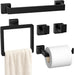 5-Pieces Matte Black Bathroom Accessories Set, 16 Inch Bath Towel Bar Set