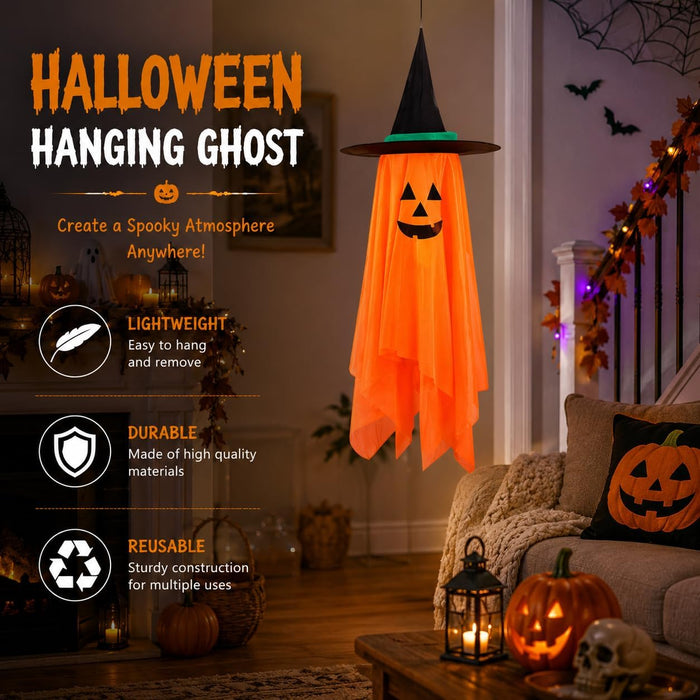 Halloween Decorations Ghost Hanging Ornaments: 39.4 Inch Decor (Orange)