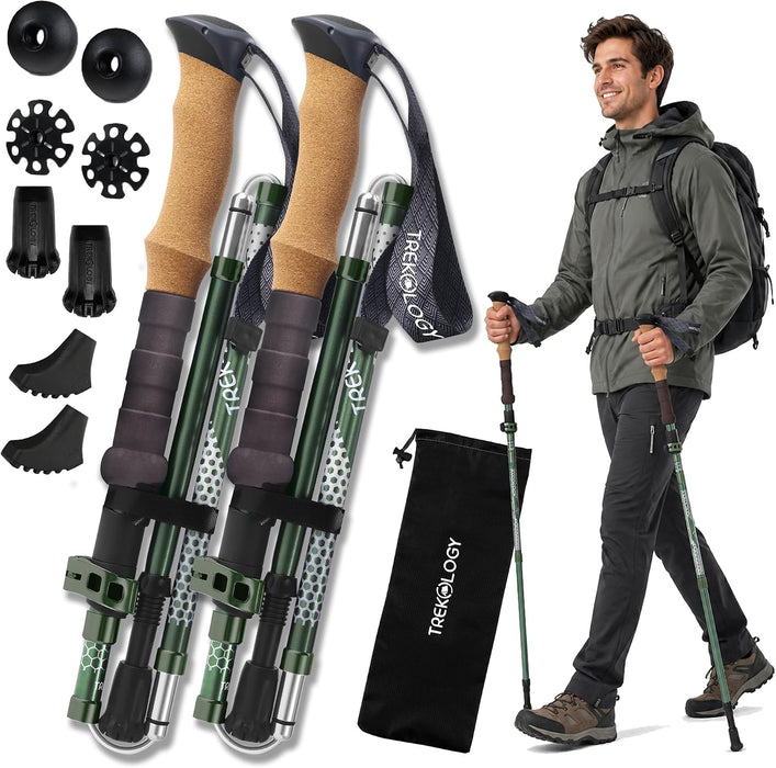 Trek-Z Hiking Trekking Poles, Walking Stick for Men, Women, 2pc