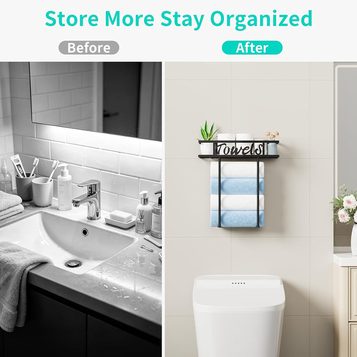 Wall Mounted Towel Rack for Bathroom, Towel Storage for Above Toilet