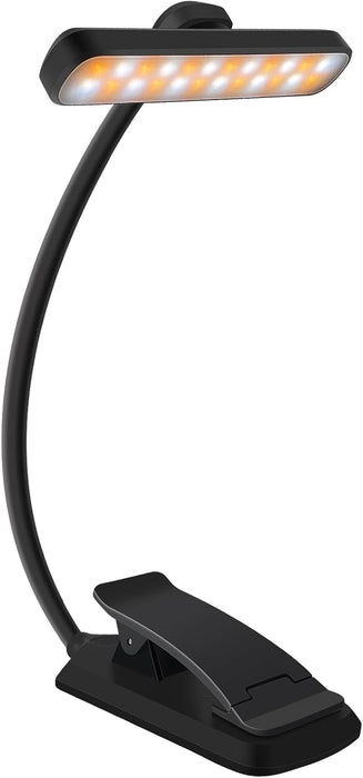 Rechargeable 24 LED Book Light for Reading, 360° Flexible Gooseneck, 5 Color Tones, Clip-on for Books/Tablet/Bed, USB-C,