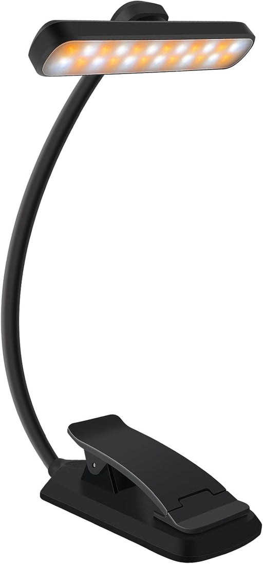 Rechargeable 24 LED Book Light for Reading, 360° Flexible Gooseneck, 5 Color Tones, Clip-on for Books/Tablet/Bed, USB-C,