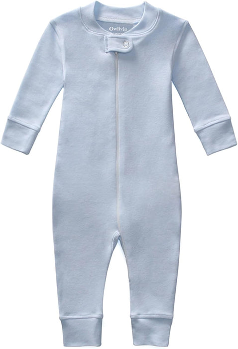 Organic Cotton Baby Boy Girl Zip up Sleep N Play, Footless, Long Sleeve