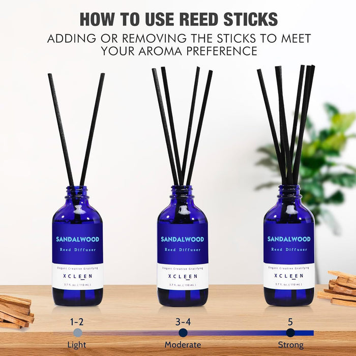 Reed Diffuser Set with Sticks, Sandalwood Scented Oil Diffuser for Bathroom, Room Fresheners, Home Fragrance Bedroom Off