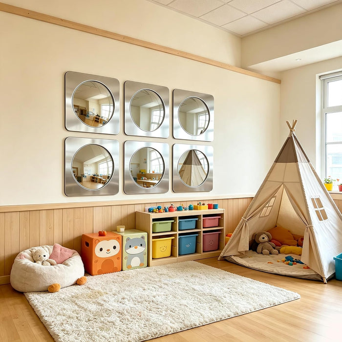 3-piece Sensory wall Bubble Mirrors, Acrylic Interactive Mirrors, Suitable for Kids' classrooms and Sensory Rooms, Visual and Tactile stimulating wall Decor (10 x 10 inches)