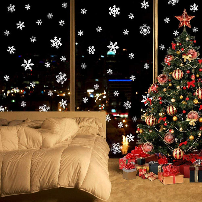 135Pcs Christmas Decorations Window Clings Snowflakes Window Decals