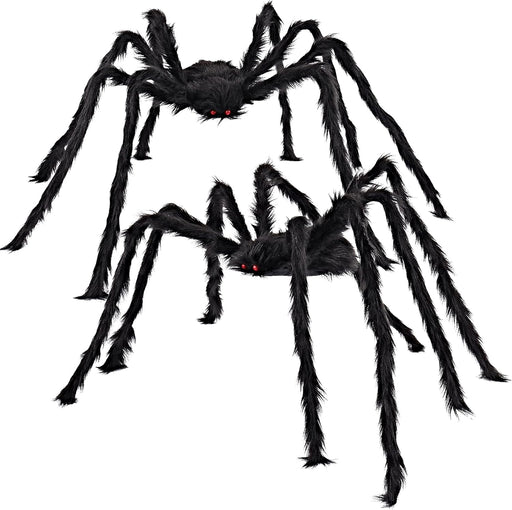 2 Pack 5 Ft Halloween Outdoor Decorations Hairy Black Spider, Scary Giant Spider, Fake Large Haunted House Props, Hallow