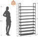 10 Tier Shoe Rack Tall Large Capacity Wide Shoe Organizer with Two Hooks Sturdy Metal Shoe Shelf for Entryway, Closet, B
