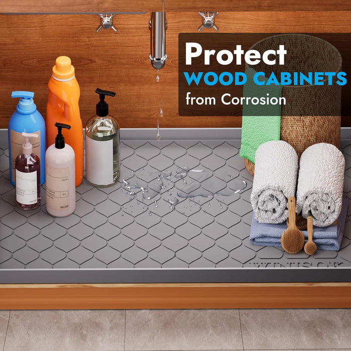 Waterproof Under Sink Mat 34" x 22", Silicone Mat, Dark Gray