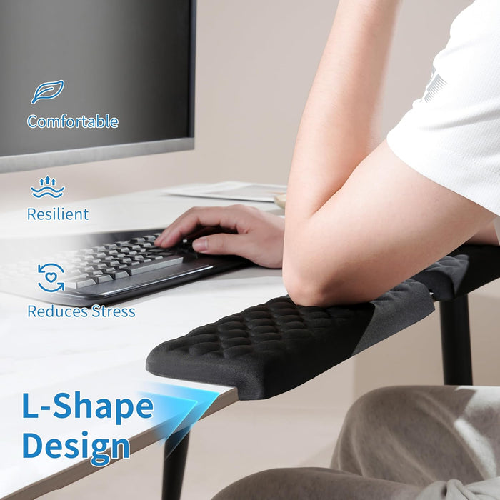 L-Shaped Desk Elbow Pad for Desk, Memory Foam Elbow Support Padding with Non-Slip, Ergonomic Desk Edge Cushion, Wrist Co