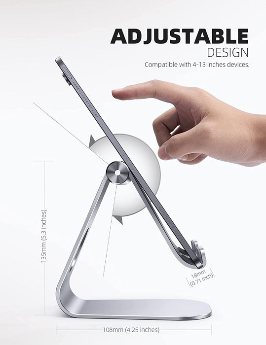 iPad Stand Adjustable Tablet Holder, Sturdy Aluminum, Multi-Angle