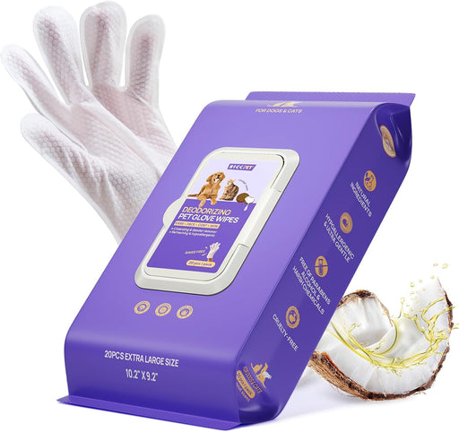 Dog Wipes for Dogs & Cats, Glove Design, 20 Count