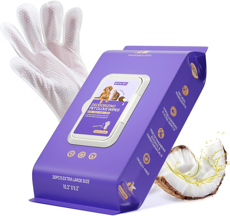 Dog Wipes for Dogs & Cats, Glove Design, 20 Count