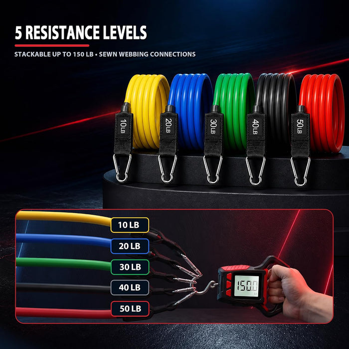 Resistance Bands with Handles, 150 lb Exercise Bands Set
