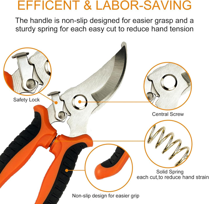 Pruning Shears, 4 Pack Garden Shears with Gardening gloves, Clippers Handheld, Stainless Steel Garden Snips, Pruners for