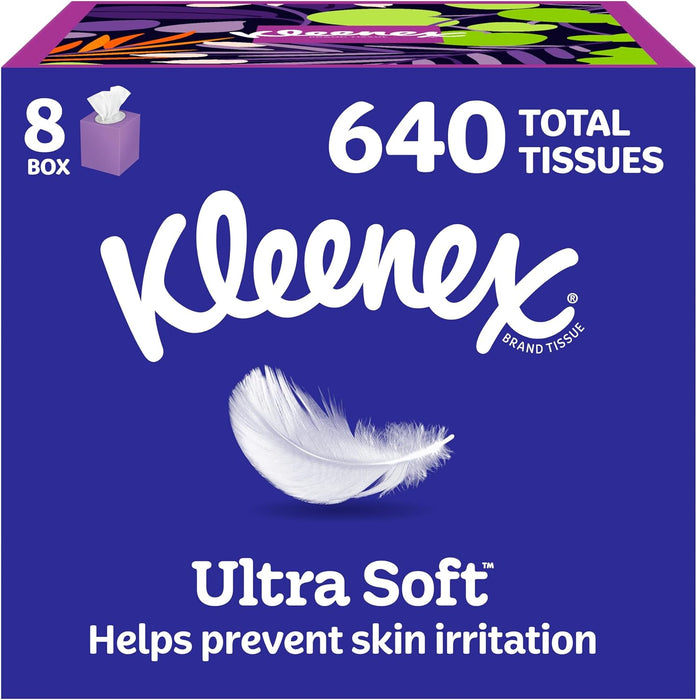 Ultra Soft Facial Tissues, 8 Cube Boxes, 80 Tissues per Box