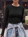 Women Long Sleeve Shirts Ribbed Fitted Tops