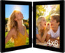 Hinged Double 4x6 Picture Frame, 2-Opening Folding Black Desk Photo Frame with HD Plexiglass, Bifold Frames Tabletop or 