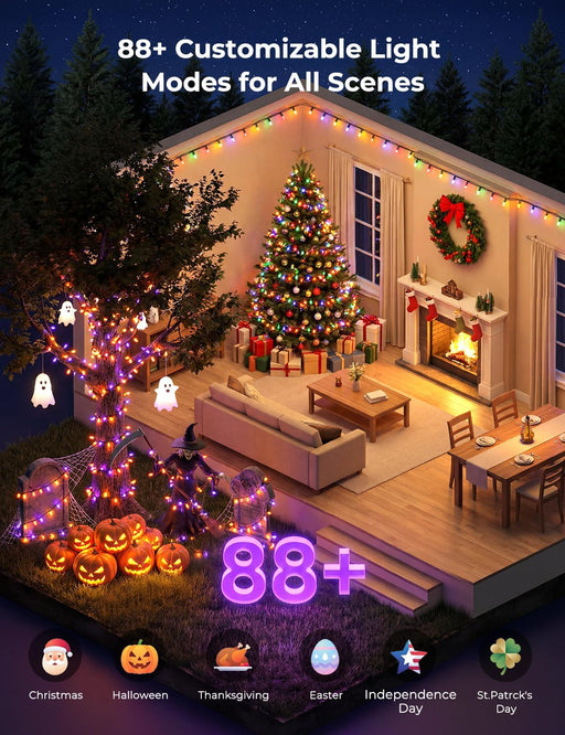 82ft 250LED Smart Color Changing Christmas Halloween Tree Lights
