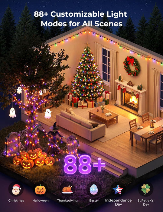 82ft 250LED Smart Color Changing Christmas Halloween Tree Lights