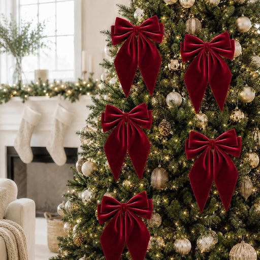 Large Christmas Bows, Velvet Bows for Xmas Tree Topper Garland Wreath Decor