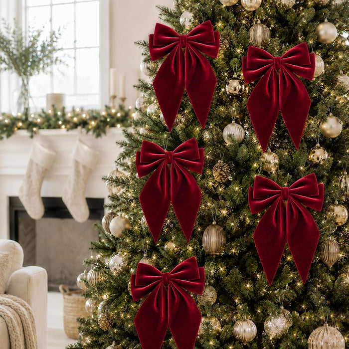 Large Christmas Bows, Velvet Bows for Xmas Tree Topper Garland Wreath Decor