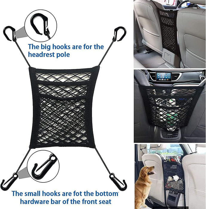 Three-Layer Car Seat Mesh Organizer