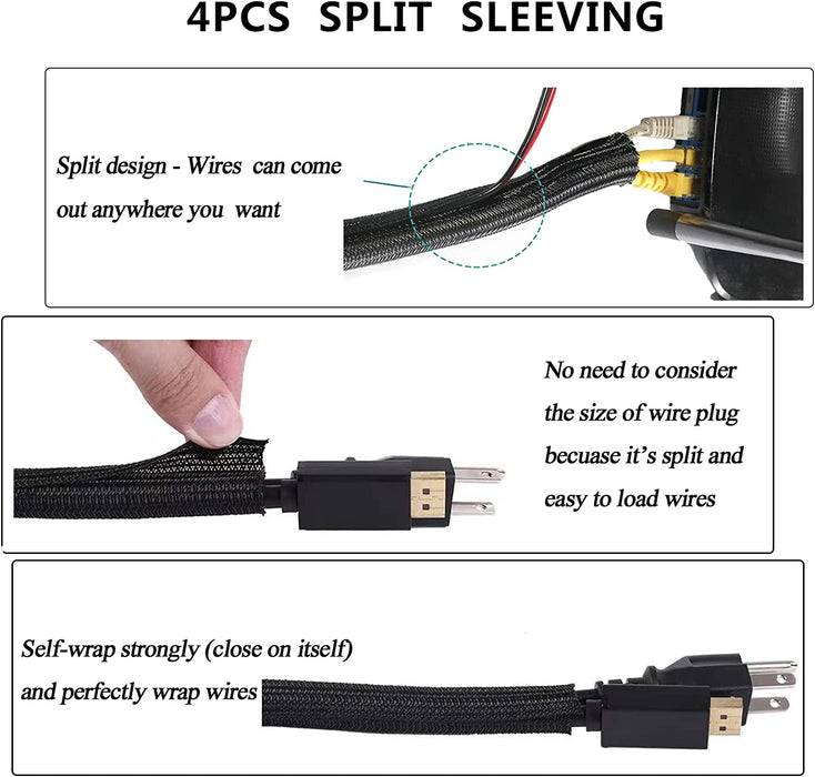 311Pcs Cable Management Organizer Kit 4 Cable Sleeve Split