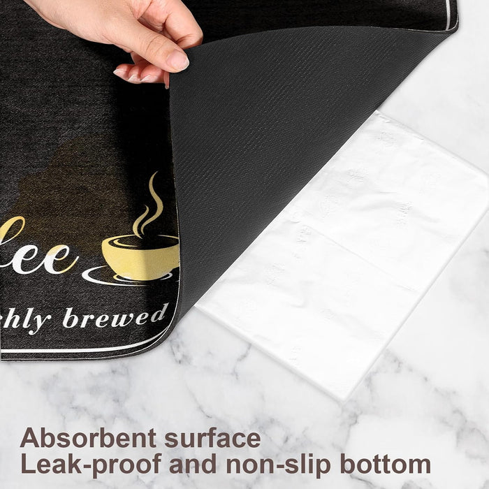 Fashion Coffee Mat, Dish Drying Mat 12" x 20" Black