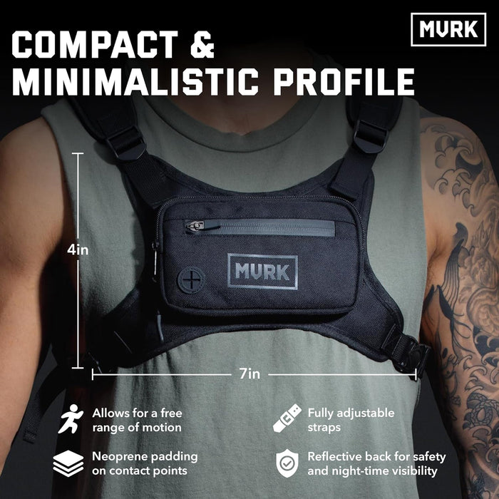 Water Resistant Running Vest Chest Pack, Phone Holder for Running, Lightweight Training Pack with Reflective Detail