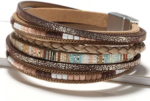 Leather Wrap Bracelets for Women, Boho Western Stacked Jewelry