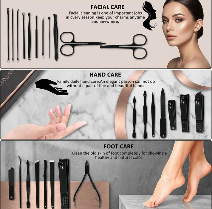Manicure Set Nail Clippers Set Pedicure Kit, 26-Piece Brown