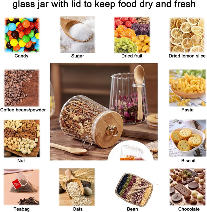 Sugar Bowls Sugar Container 25.36 FL OZ Glass Coffee Canister Airtight Food Storage Jar with Lid and Spoon Candy Jar Cof