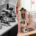 Clear Makeup Organizer with 9 Drawers, 3 Tier Stackable Makeup Storage Organizer with Rotating Brush Holder, Acrylic Cou