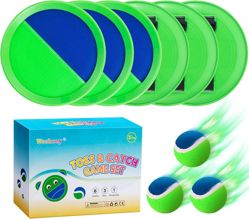 Kids Outdoor Games, Toss and Catch Ball Set, 6 Paddles 3 Balls Gift Box