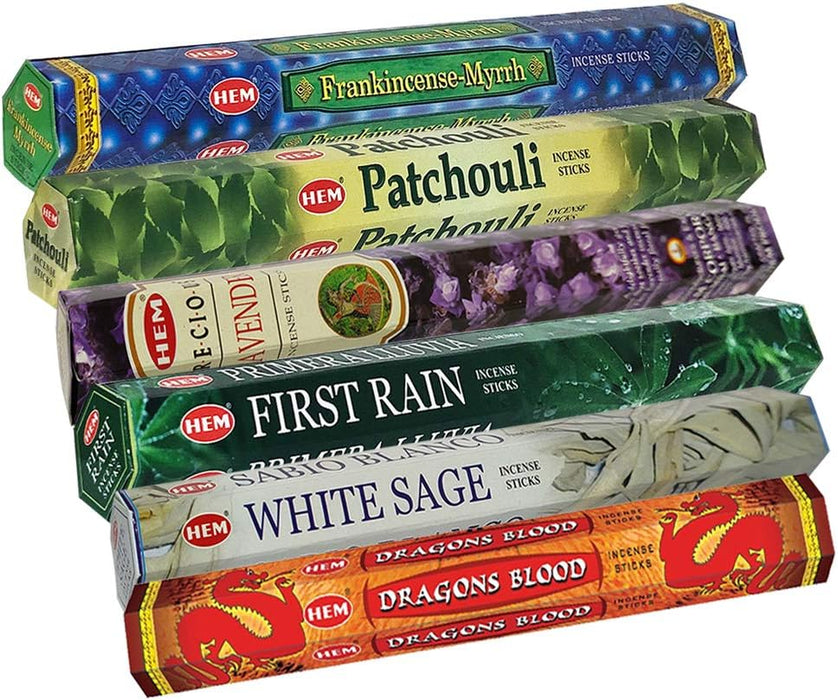 Hem Incense Sticks Variety Pack #23-120 Insence-Sticks (6 Incents x 20 Insense) + Incense Stick Holder with 6 Most Liked