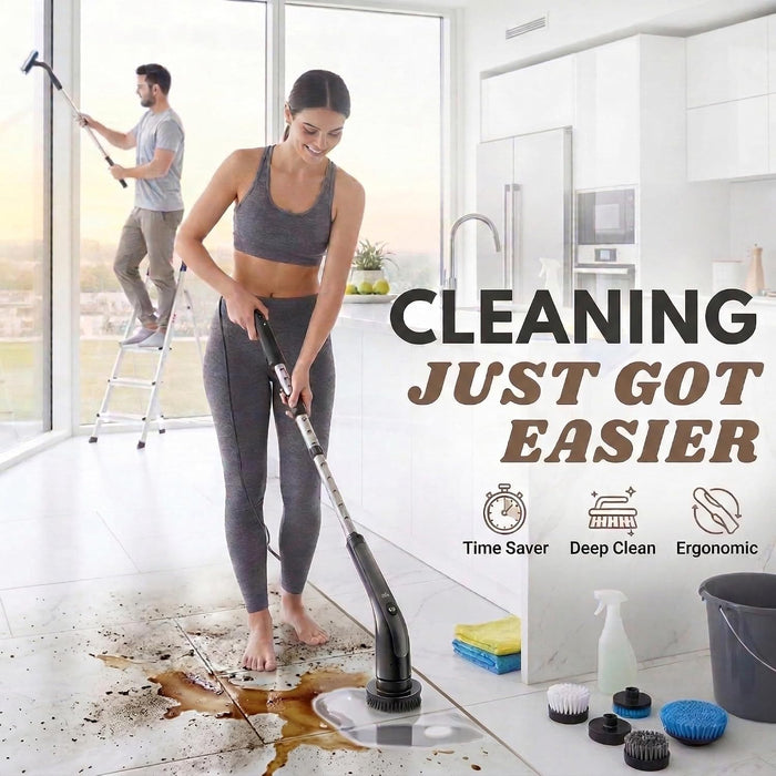 LIVINGPRO Electric Spin Scrubber, Cordless Cleaning Brush with Long Handle