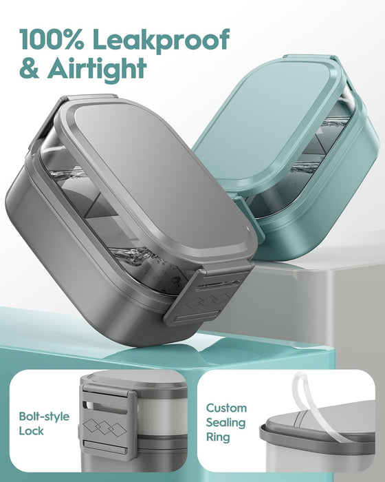Bento Box Adult Lunch Box, 65 Oz Capacity Lunch Containers(Adjustable 2/3 Tier), BPA-Free, Leak-Proof and Stackable Bent