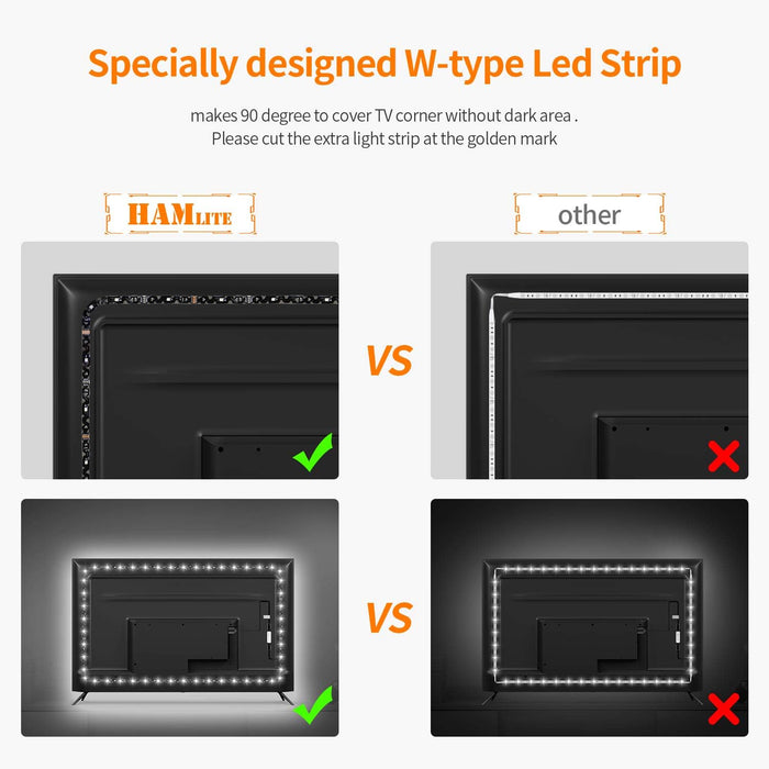 USB TV Bias Lighting 6500K True White for 50-55inch TV, 11.5ft LED Lighting fixtures for Indoor and Outdoor Lighting App