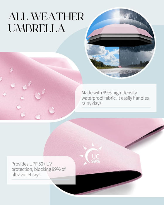 Mini Travel Umbrella with Case, Compact Pocket Size UV Sun & Rain