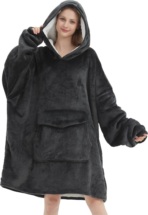 Grey Blanket Hoodies for Women and Men Adult Oversize Wearable Blanket Hoodies for Soft and Warm