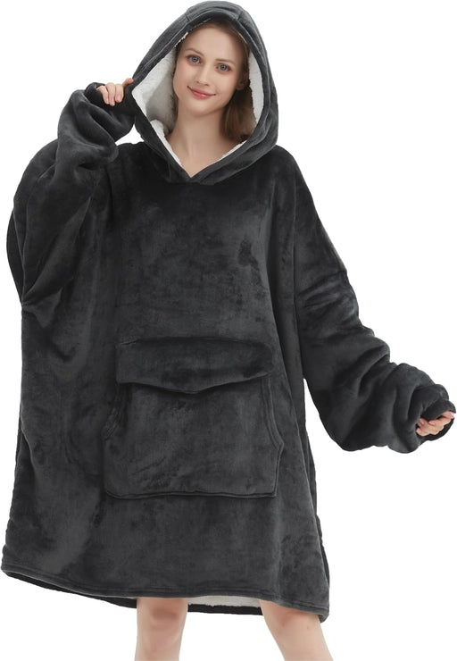 Grey Blanket Hoodies for Women and Men Adult Oversize Wearable Blanket Hoodies for Soft and Warm