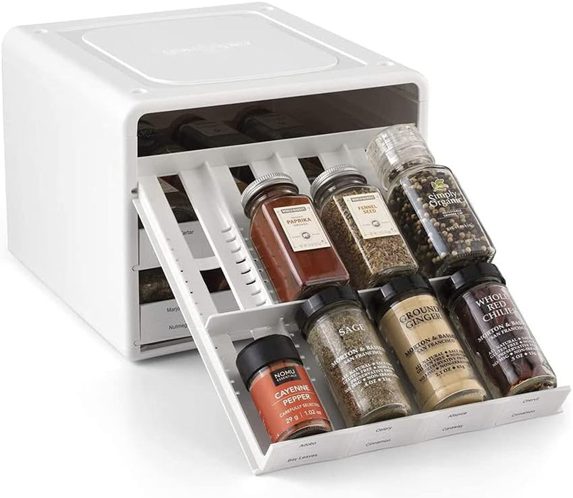 SpiceStack® Adjustable Spice Rack Organizer, Pull-Down 24-Bottle Seasonings and Spices Holder for Kitchen Cabinet and Pantry Organization with 104 Included Labels