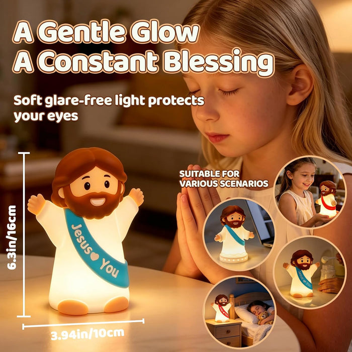 Jesus Night Light,Rechargeable Touch Silicone Bedside Jesus Lamp for kids