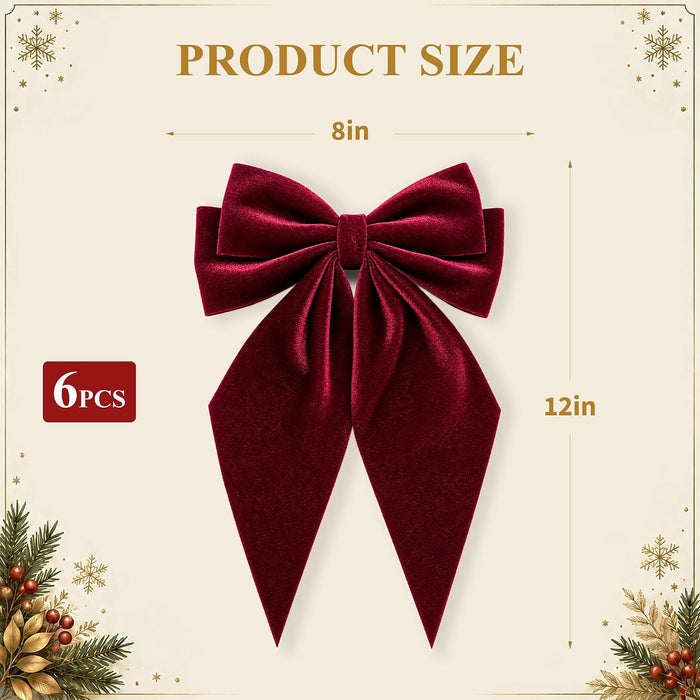 Large Christmas Bows, Velvet Bows for Xmas Tree Topper Garland Wreath Decor
