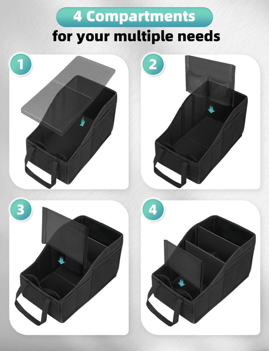 Car Seat Organizer with 4 Compartments, 4 Cup Holders