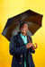 Auto Open Water Repellent Stick Umbrella with Classic Wood J Hook Handle