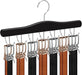 Belt Hanger for Closet, Holds Up to 42 Belts, Sturdy Wooden Belt Rack with 14 Hooks, Space-Saving Belt and Tie Organizer