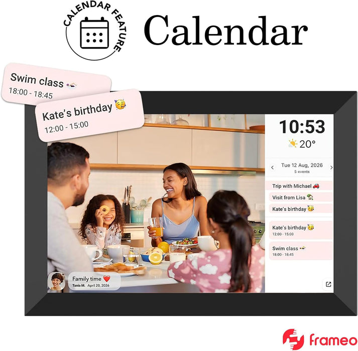 32GB FRAMEO 10.1 Inch Smart WiFi Digital Photo Frame 1280x800 IPS LCD Touch Screen, Auto-Rotate Portrait and Landscape, 